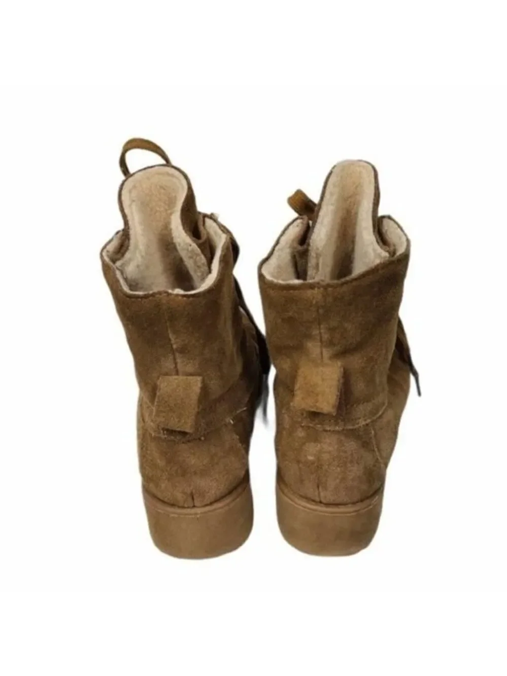 BearPaw Krista Youth Suede & Wool Lace Up Mid Calf Boots Girls 2